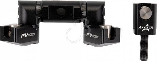 Akusta Archery V-Bar FV100, stabilisatorarm für Bogen, aus Metall mit schwarzer Oberfläche, liegend auf weißen Hintergrund.