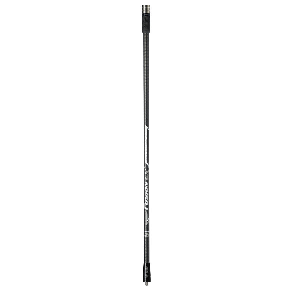Schwarzer Epic Archery Fusion Ex+ Mono Stabilisator für Bogenschießen, lang und robust, zeigt das Produkt in Nahaufnahme.