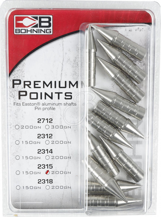 Bohning Spitzen für Easton X23 Bogenpfeile, 12 Stück, aus hochwertigem Material, zeigen die Spitze und Befestigung.