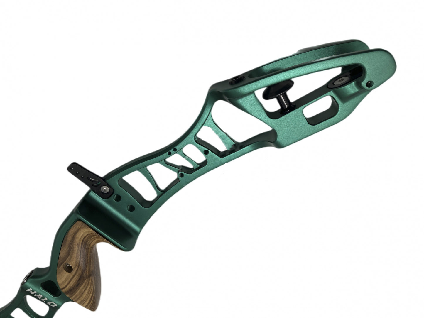 Akusta Halo ILF Mittelteil für Bogen, silberfarben, mit detailliertem Design, auf weißem Hintergrund.