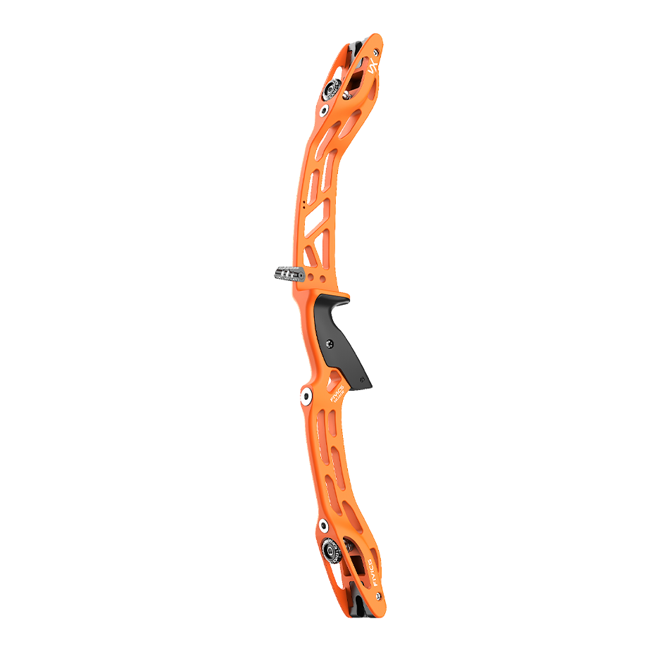 Fivics VX 25" ILF Mittelteil für Bogen, orangefarbenes Schenkelstück mit ILF-Befestigung, auf weißem Hintergrund.