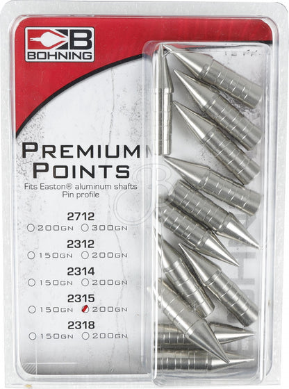 Bohning Spitzen für Easton X23 Bogenpfeile, 12 Stück, aus hochwertigem Material, zeigen die Spitze und Befestigung.