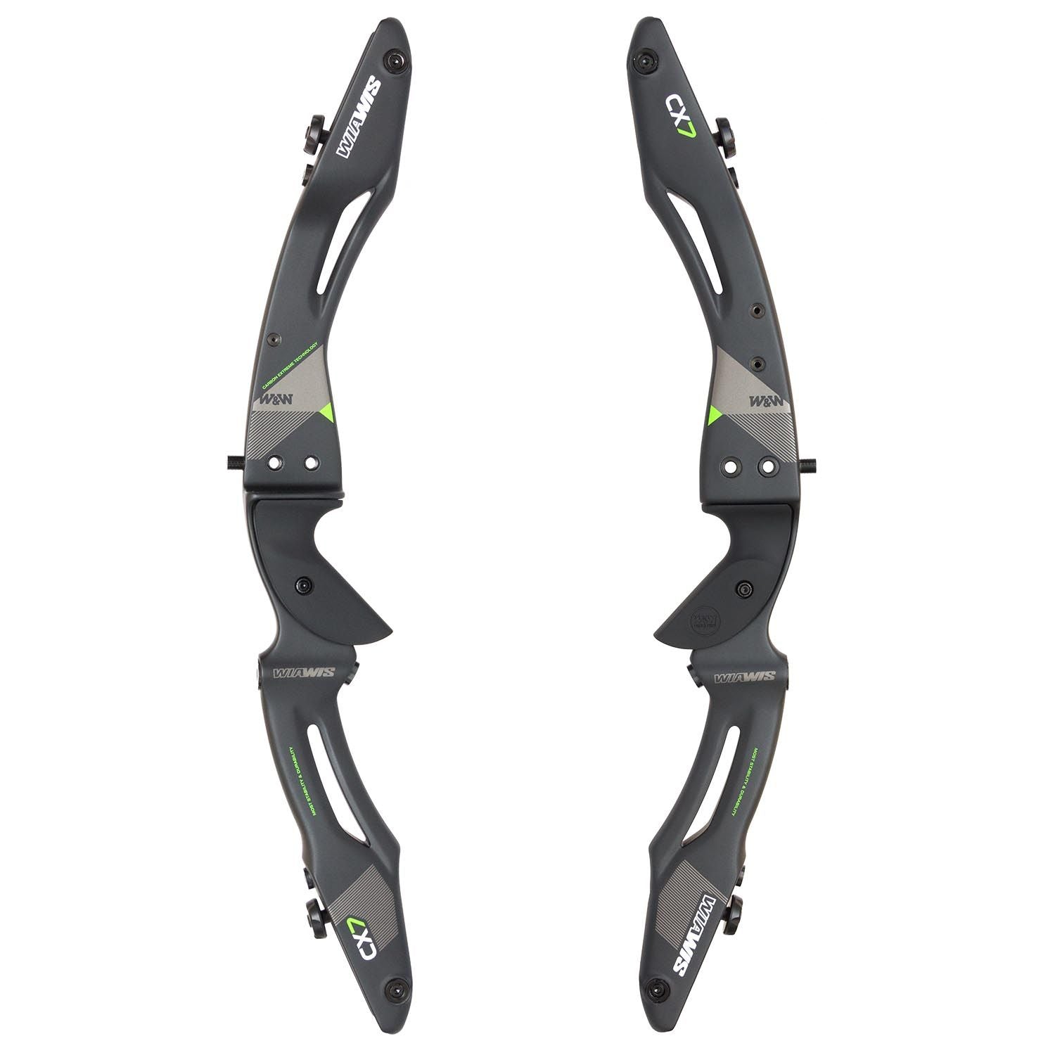WIN&WIN Wiawis CX7 25" ILF Mittelteil für Bogen, klare Nahaufnahme des hochwertigen, ergonomischen Mittelstücks.