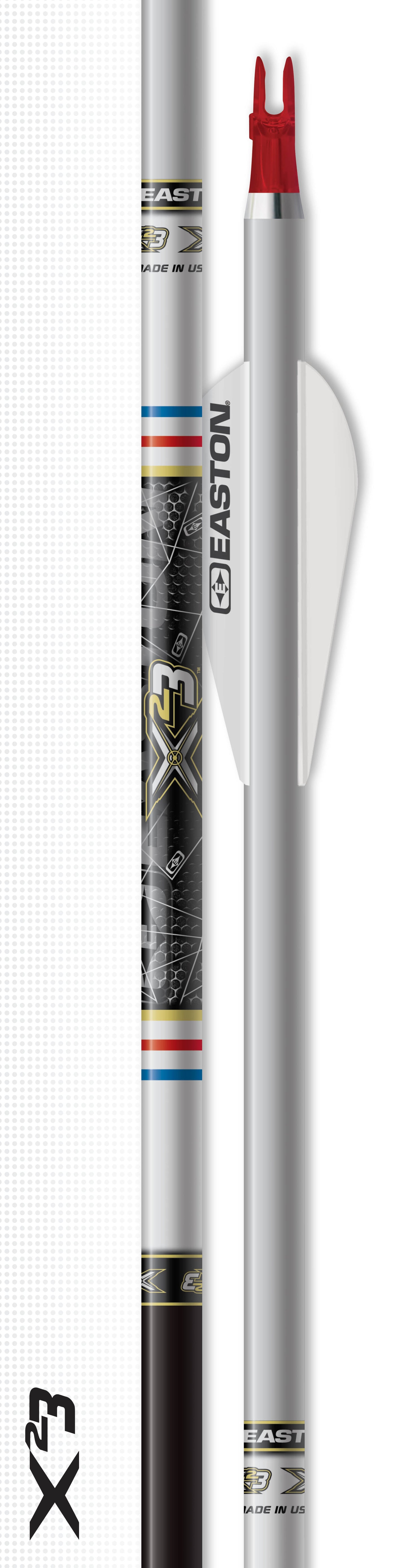 Easton X23 Baseballschläger aus Holz, seitlich fotografiert, zeigt Griff und Schlagfläche auf einem weißen Hintergrund