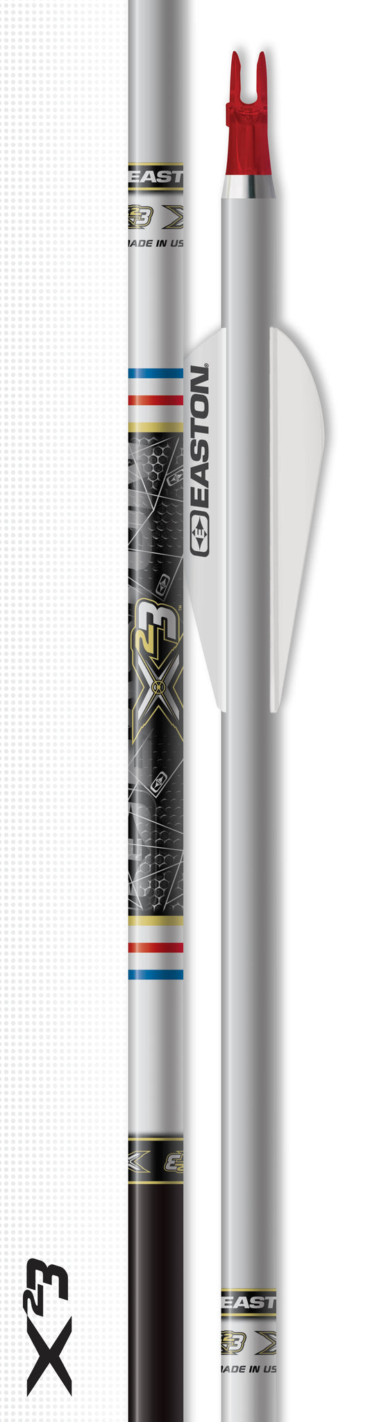 Easton X23 Baseballschläger aus Holz, seitlich fotografiert, zeigt Griff und Schlagfläche auf einem weißen Hintergrund